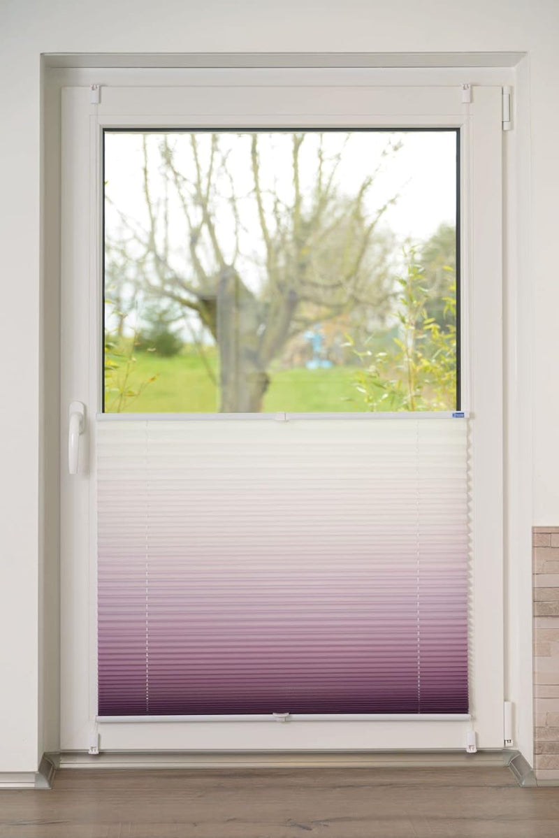K-home Klemmfix-Plissee Farbverlauf, Polyester, Bordeaux, 45 x 130 cm 45 x 130 cm Bordeaux, 45 x 130