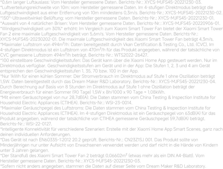 XIAOMI Smart Tower Fan 2 - Standventilator 150° Oszillation mit natürlichen Luftprofilen, Energiespa
