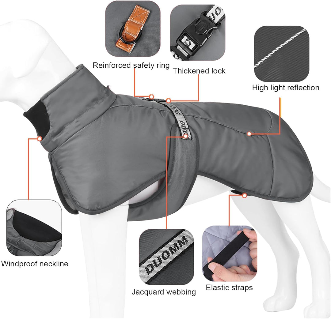 Hundemäntel Wasserdicht Winddicht Warm Winter Sicher mit Gewinde Reflektierende Streifen Jacke für M