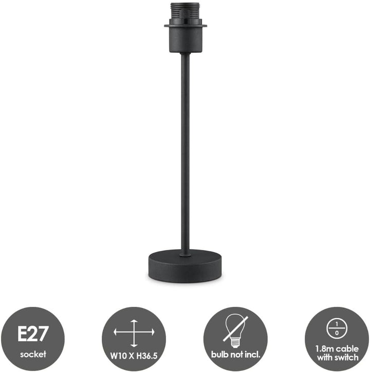 Home Sweet Home E27-Tischlampensockel | Moderne Nachttischlampe in Schwarz | Kann mit Lampenschirm k