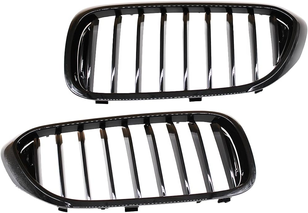 HZTWFC 1 Paar Kühlergrill glänzend schwarz einzelne Lamelle Frontstossstangengrill vorderer Nierengr