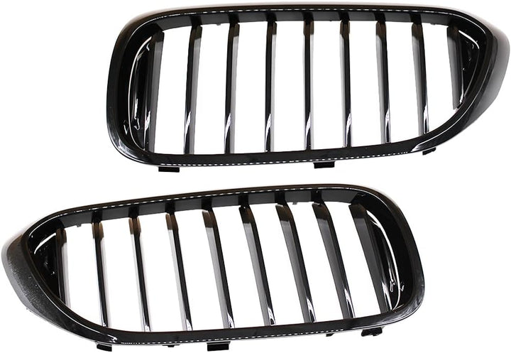 HZTWFC 1 Paar Kühlergrill glänzend schwarz einzelne Lamelle Frontstossstangengrill vorderer Nierengr