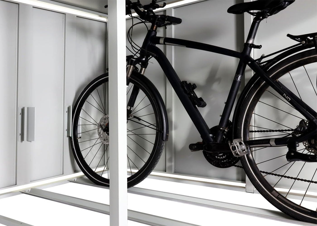 PROREGAL 4er-Fahrradgarage mit Pflanzkasten | HxBxT 126x220x210cm | abschliessbar verzinkter Stahl |