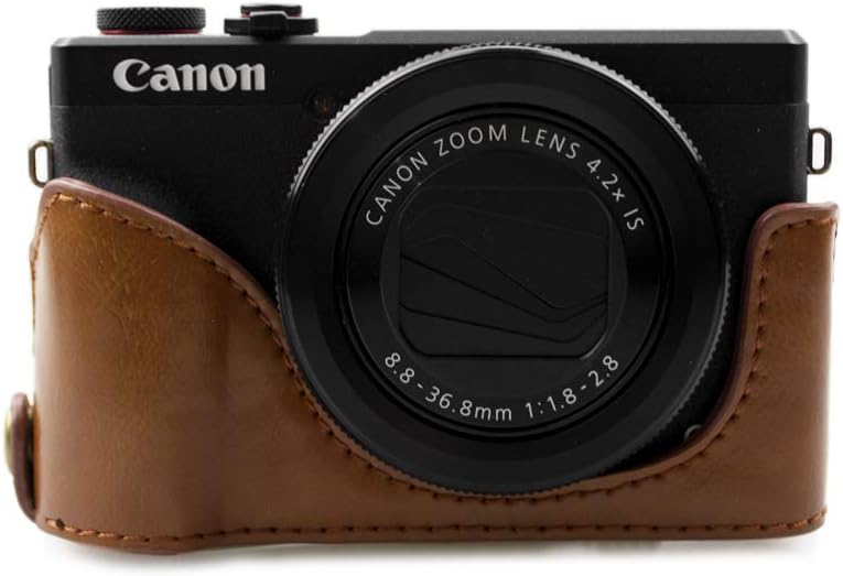 Rieibi G7X II G7X III Hülle - Vintage Leder Kameratasche für Canon PowerShot G7 X Mark II/G7 X Mark