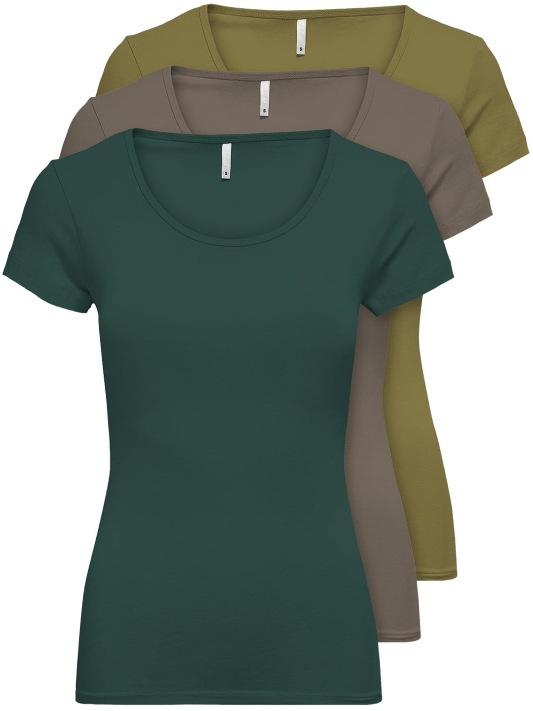 ONLY 3er Pack Damen T-Shirt schwarz oder weiss Kurzarm lang Basic Sommer T-Shirts XS S M L XL 152091