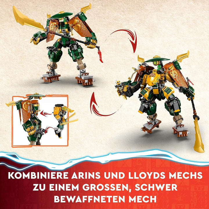 LEGO NINJAGO Lloyds und Arins Ninja Training-Mechs Set mit 2 kombinierbaren Action-Figuren und 5 Min