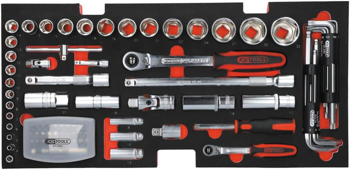 KS Tools 922.0100 Werkzeugkoffer 100-teilig mit 3 Schubladen/Tablett 114 pièces, 114 pièces