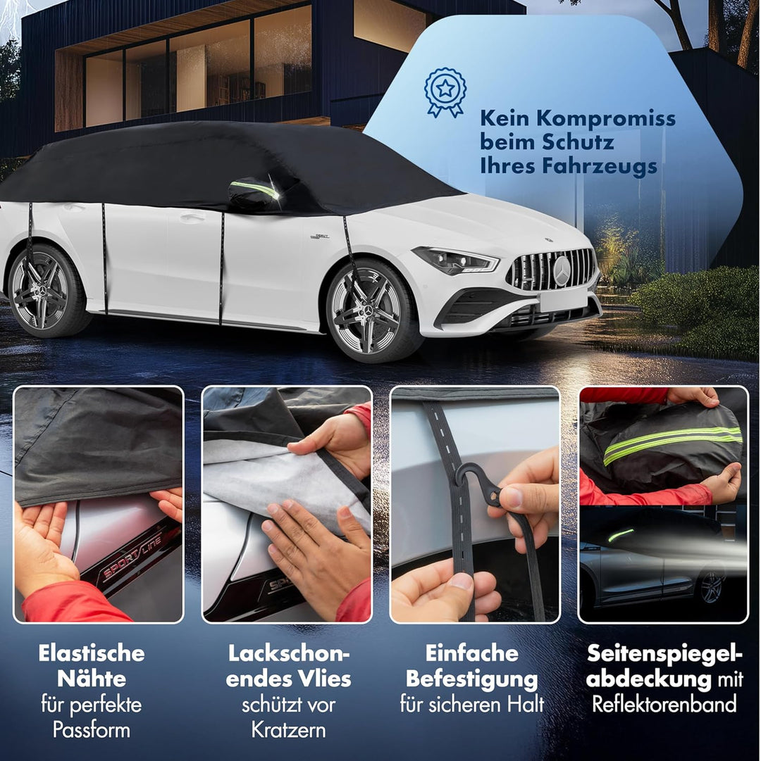 Walser Abdeckplane Auto All-Weather, Wasserdichte Autoabdeckung, 100% Wetterfeste Halbgarage, Autoab