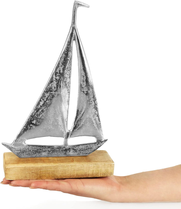 com-four® Segelschiff, Segelboot - Maritimer Aufsteller - Metall-Schiff - Deko-Schiff aus Metall und