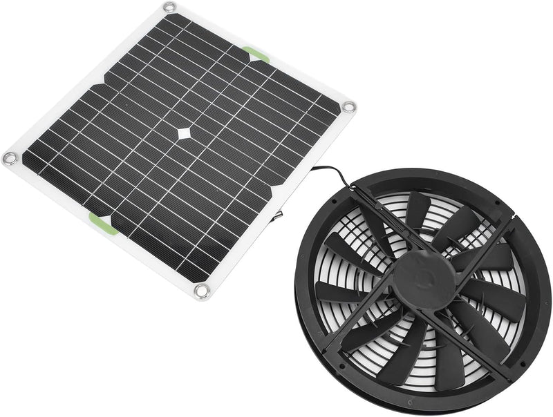 Fafeicy Solarpanel-Lüfter-Kit, 100 W 2 A Wasserdichter Lüftungsgehäuse-Abluftventilator, 23–24% Umwa