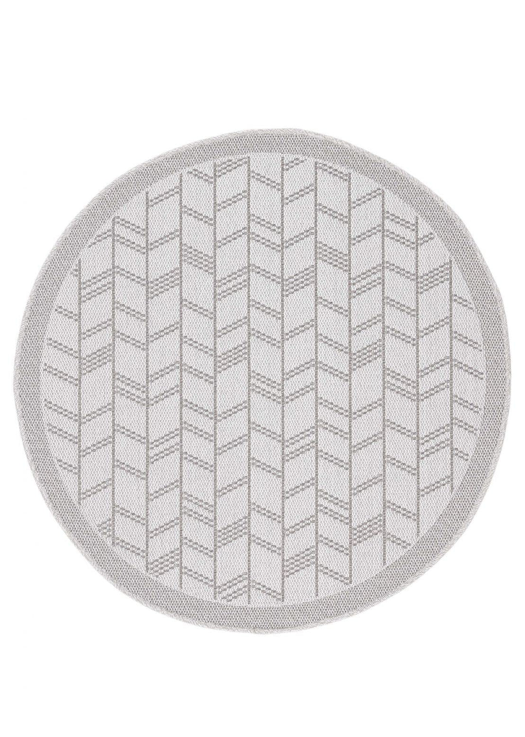 carpetfine In- und Outdoor Teppich Boho Rund Beige Flachgewebeteppich Ø 120 cm | Moderner Teppich We