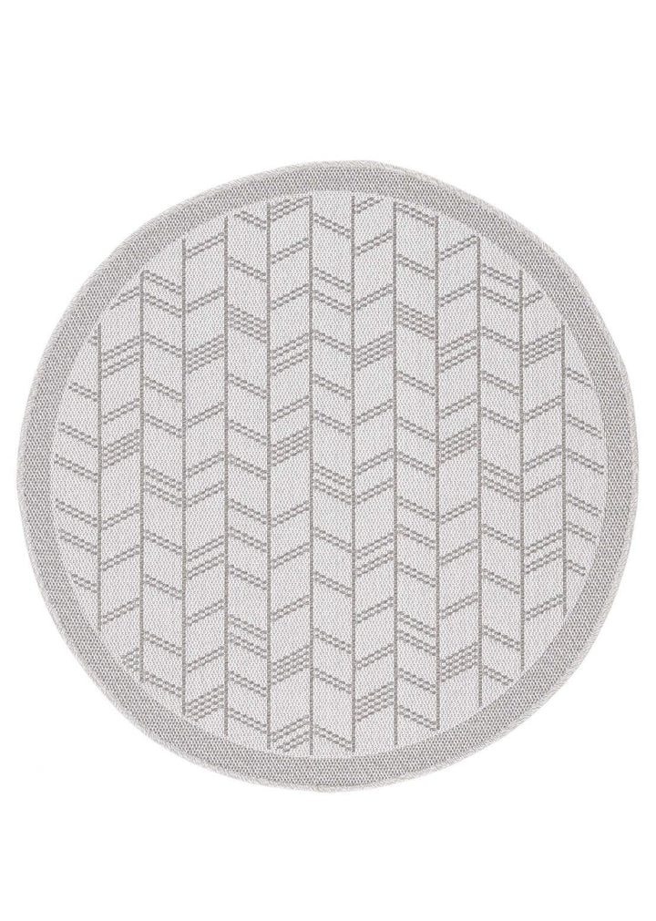 carpetfine In- und Outdoor Teppich Boho Rund Beige Flachgewebeteppich Ø 120 cm | Moderner Teppich We