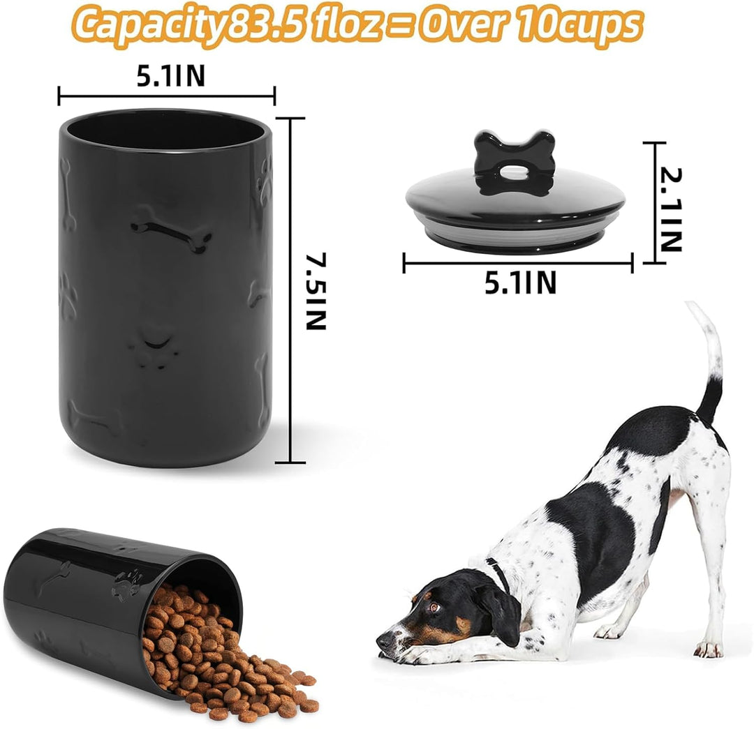 Hunde-Leckerli-Behälter, luftdicht, 22,9 x 12,7 cm, schwarz, grosse Keramik-Dose für Küchentheke, Ke