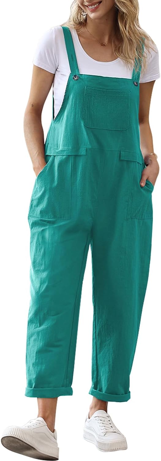 YESNO Damen Latzhose Sommer Oversize Trägerhose Beiläufig Loose Bib Pants Overall Baggy Jumpsuit Str