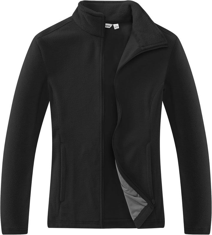33,000ft Damen Fleecejacke mit Durchgehendem Reissverschluss Stehkragen Damen Leichte Fleece Jacke A