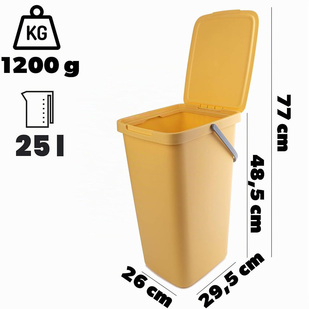 KADAX Abfallbehälter 25L, 3er Set, Abfalleimer aus Plastik mit Deckel und Griff, Mülleimer für Müllt