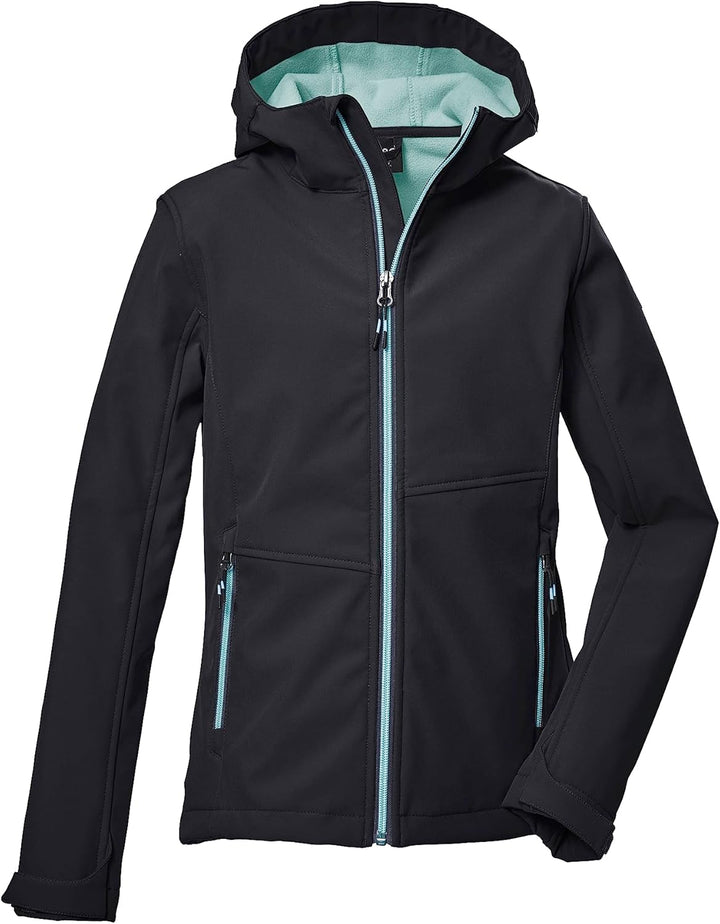 Killtec Mädchen Kow 168 Grls Sftshll Jckt Softshelljacke mit Kapuze/Outdoorjacke ist wasserabweisend