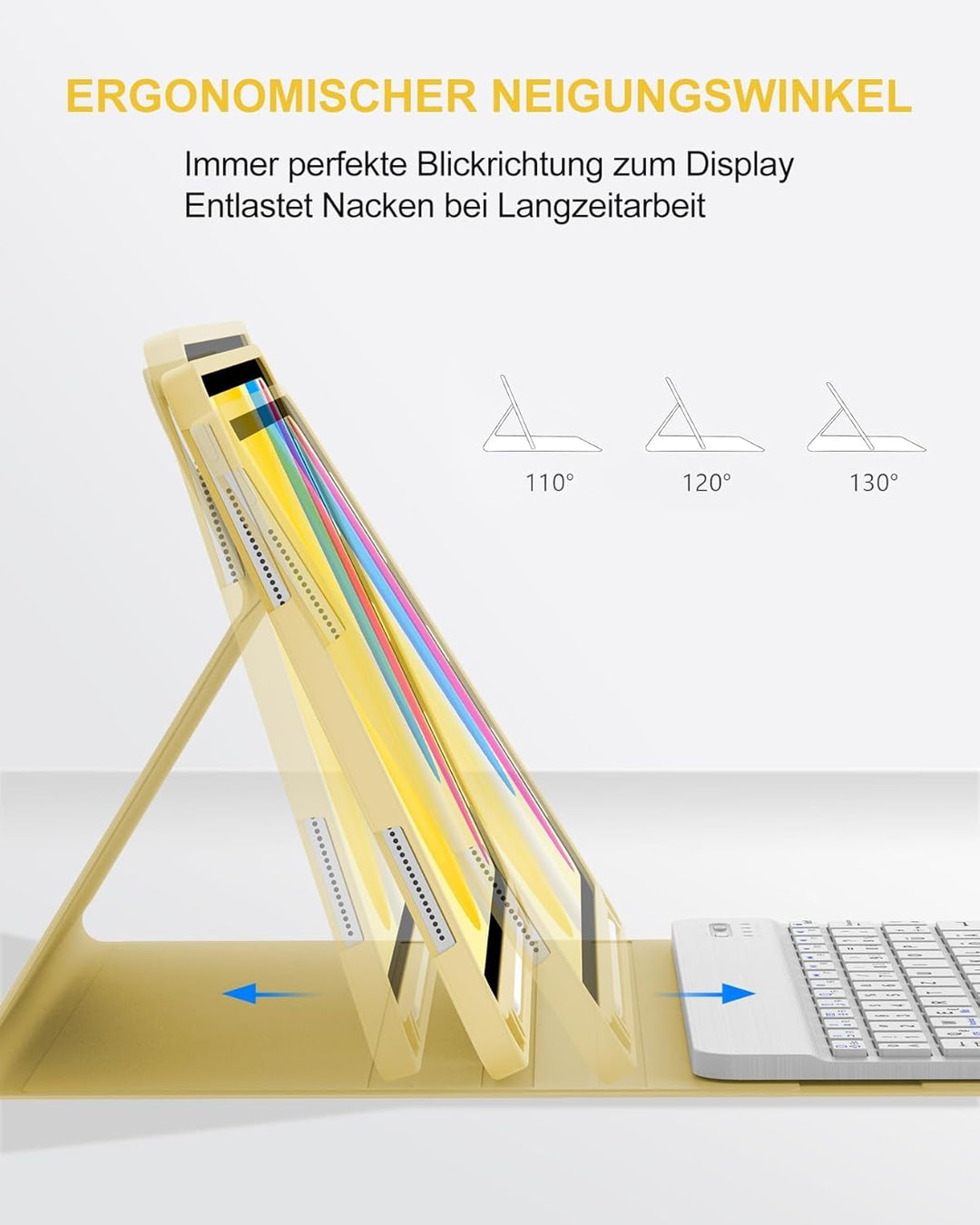 Hülle mit Tastatur für iPad 11/10 Generation (2025/2022, 11/10,9") – Bluetooth 5.0 Keyboard, QWERTZ