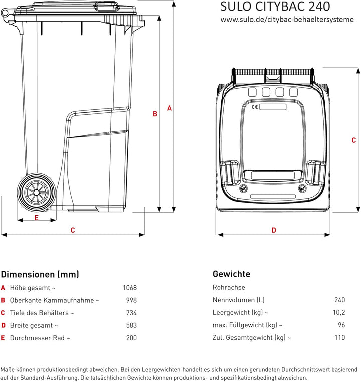 Müllgrossbehälter SULO CITYBAC 240L Mülltonne, HDPE, Blau, Abfalltonne, Standardmülltonne, deutsche
