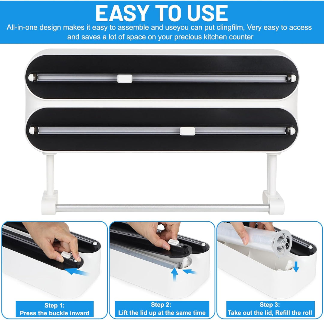 DBREAKS Wandrollenhalter Küche 3-in-1 Frischhaltefolienspender, küchenrollenhalter magnetisch, Frisc