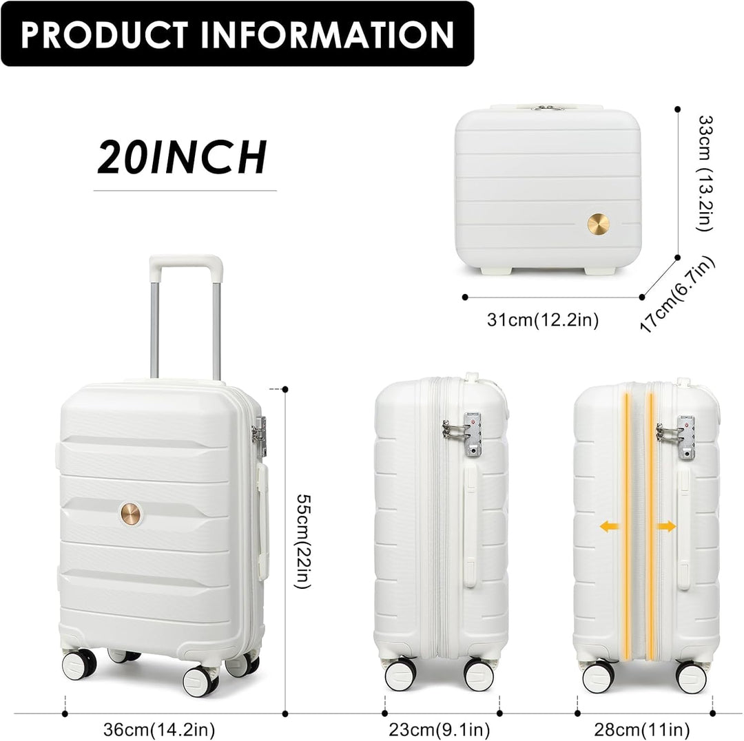 Sea choice Hartschalen Koffer Trolley Erweiterbar Kabinen Handgepäck 100% PP Leicht Reisekoffer mit