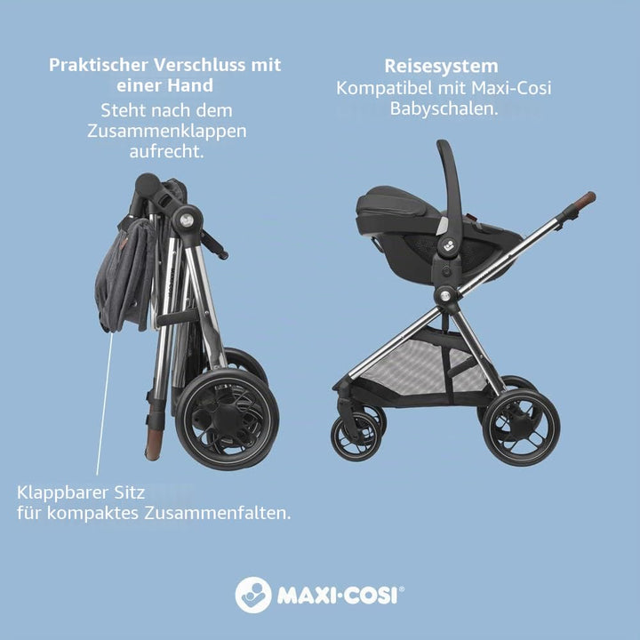 Maxi-Cosi Zelia Luxe 2-in-1-Kinderwagen, wendbarer Sitz, einhändig zusammenklappbar, geeignet von Ge
