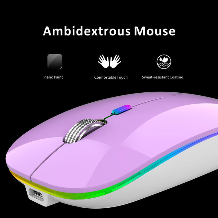 Uiosmuph G12 Maus Kabellos, LED 2.4G Leise Funkmaus Wiederaufladbar Wireless Mousemit Nano USB Empfä