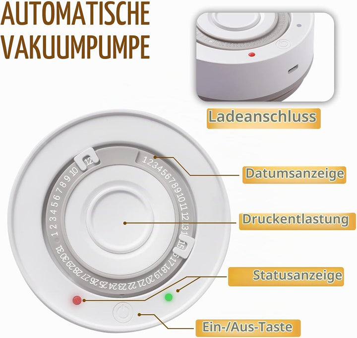 Minidiva Smart Vakuumbehälter für Lebensmittel, Integrierte Vakuumpumpe, Auto Luftdicht verschlossen