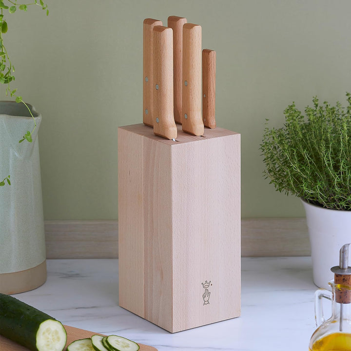 Opinel Parallele Bread Messerblock mit 5 Messern, Messerblock aus Buchenholz gefertigt, Messerset, 2