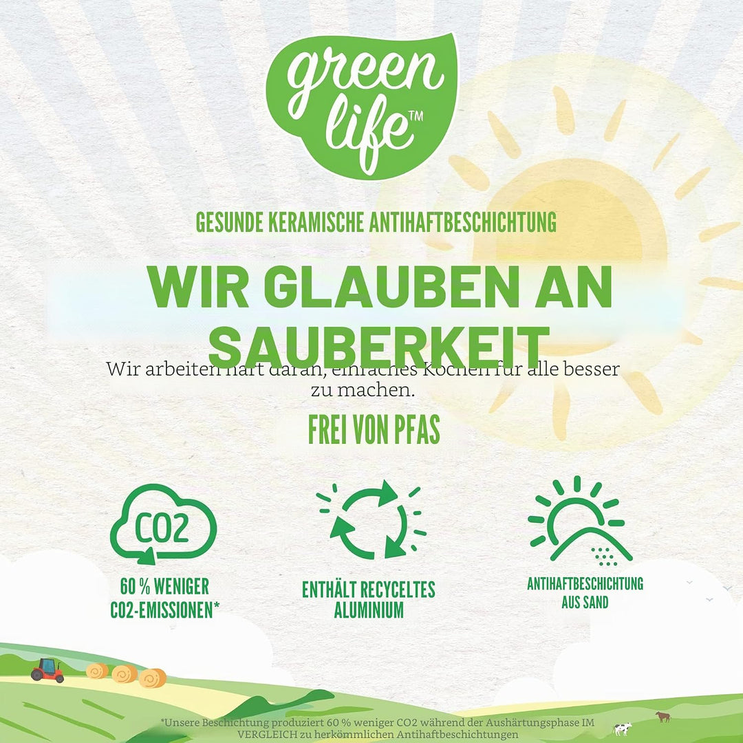 GreenLife Soft Grip Gesunde Antihaftbeschichtung aus Keramik, 30 cm Bratpfanne, PFAS-frei, Spülmasch