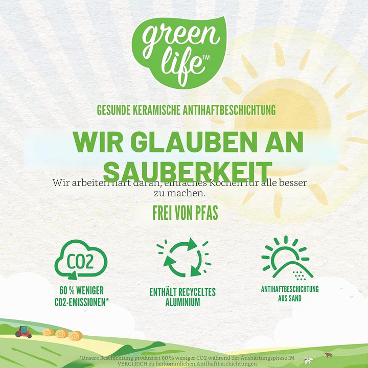 GreenLife Soft Grip Gesunde Antihaftbeschichtung aus Keramik, 30 cm Bratpfanne, PFAS-frei, Spülmasch
