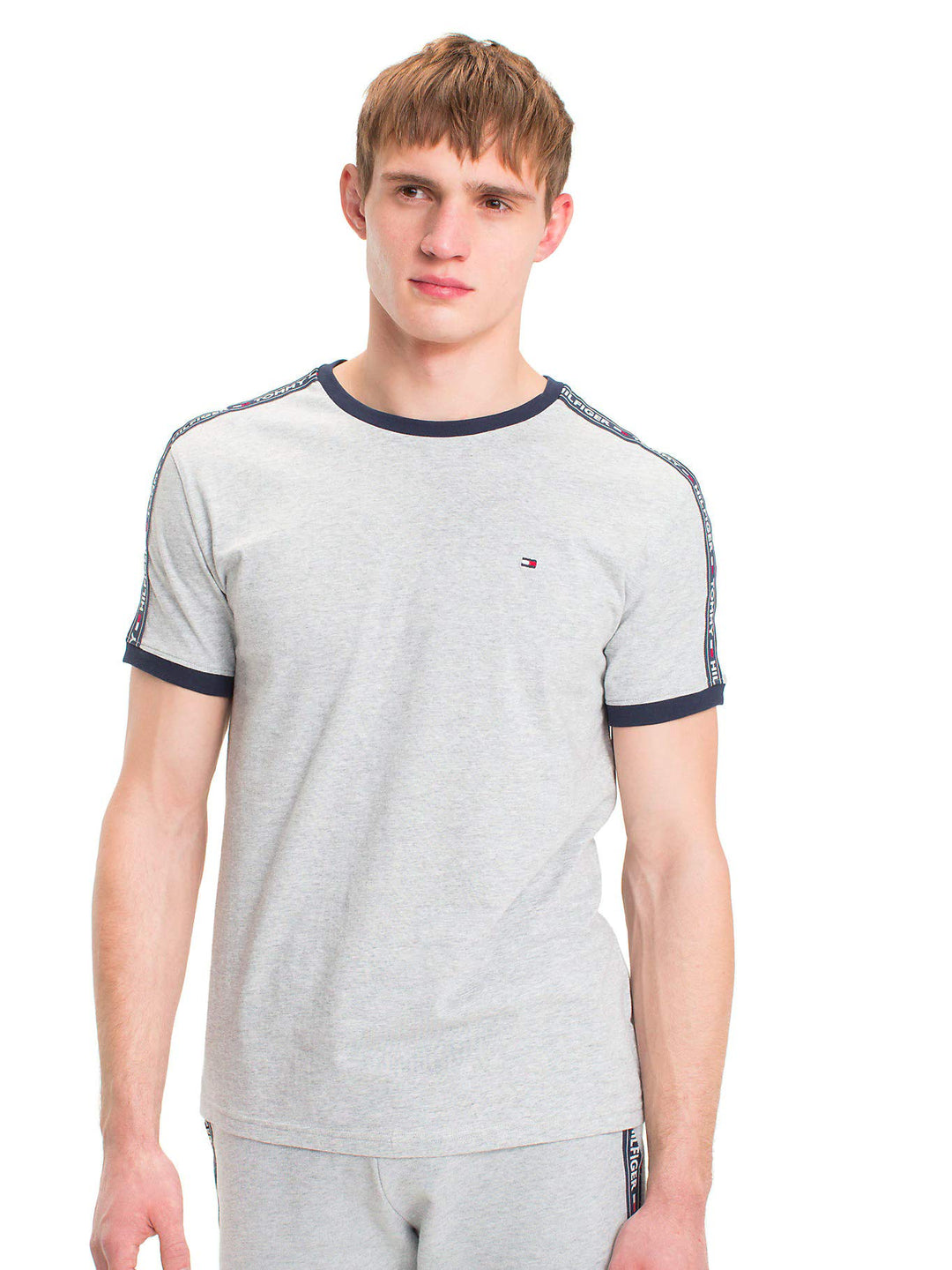 Tommy Hilfiger Herren T-Shirt Kurzarm Rundhalsausschnitt, Grau (Grey Heather)