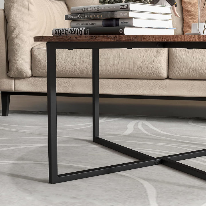 HOJINLINERO Couchtisch Rund,Beistelltisch,Sofatisch,Kaffeetisch,Metall Untergestell und Einer Tischp