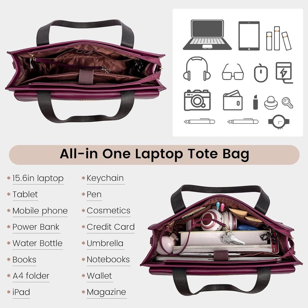LOVEVOOK Laptoptasche Damen 15,6 Zoll, Elegant Handtasche Arbeitstasche Gross Shopper Business Tasch
