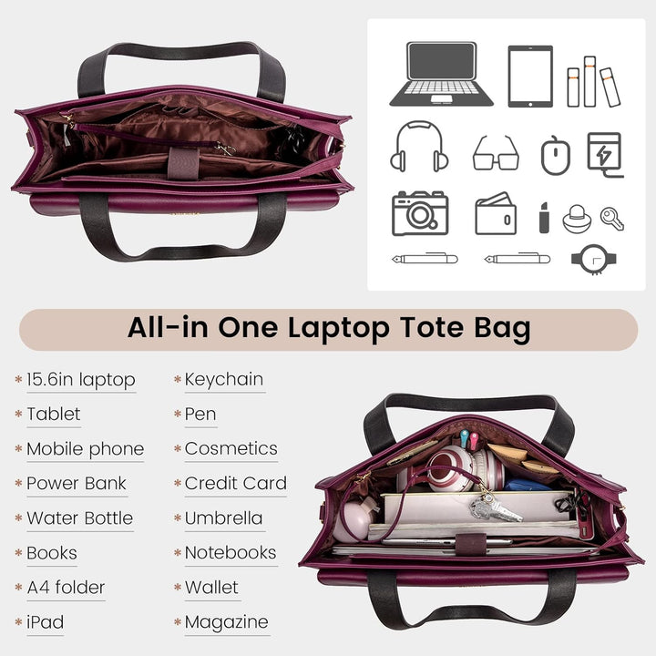 LOVEVOOK Laptoptasche Damen 15,6 Zoll, Elegant Handtasche Arbeitstasche Gross Shopper Business Tasch