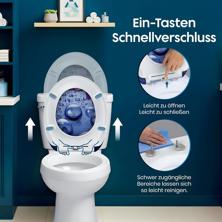 Yelcona WC-Sitz Duroplast,max. Belastung der Klobrille 150 kg Toilettensitz mit Absenkautomatik und