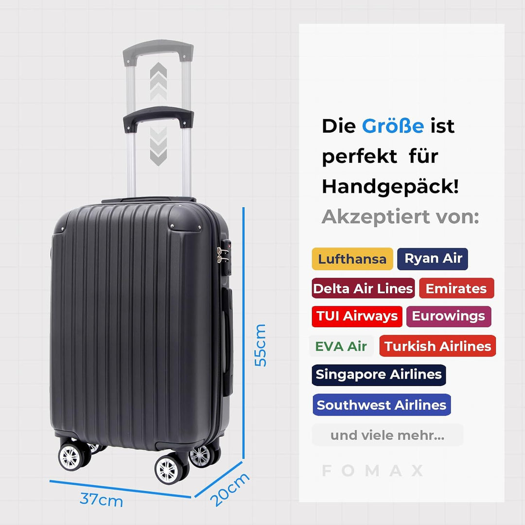 FOMAX Premium Handgepäck Koffer, Trolley Rollkoffer Reisekoffer, 56x37x22cm Dunkelgrün Handgepäck -