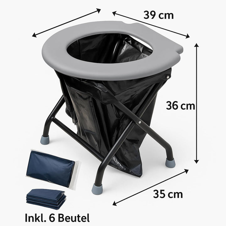 YACHTICON Mobile Klapptoilette – Faltbare Campingtoilette & Trockentoilette mit 6 Beuteln – kompakte