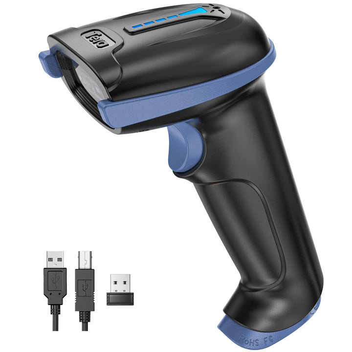 Tera Barcode-Leser kabellos und kabelgebunden mit Batteriestandsanzeige, Barcode-Scanner digital Bed