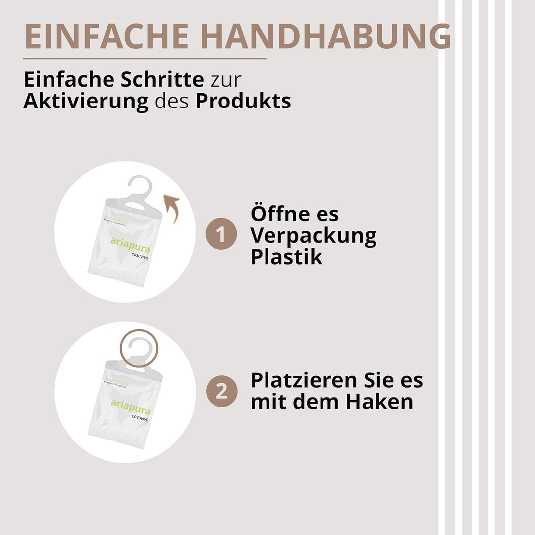 Luftentfeuchter mit Haken basierend auf hydrophilen Kristallen 6 * 500ml Ariapura Aromatherapie, Kon