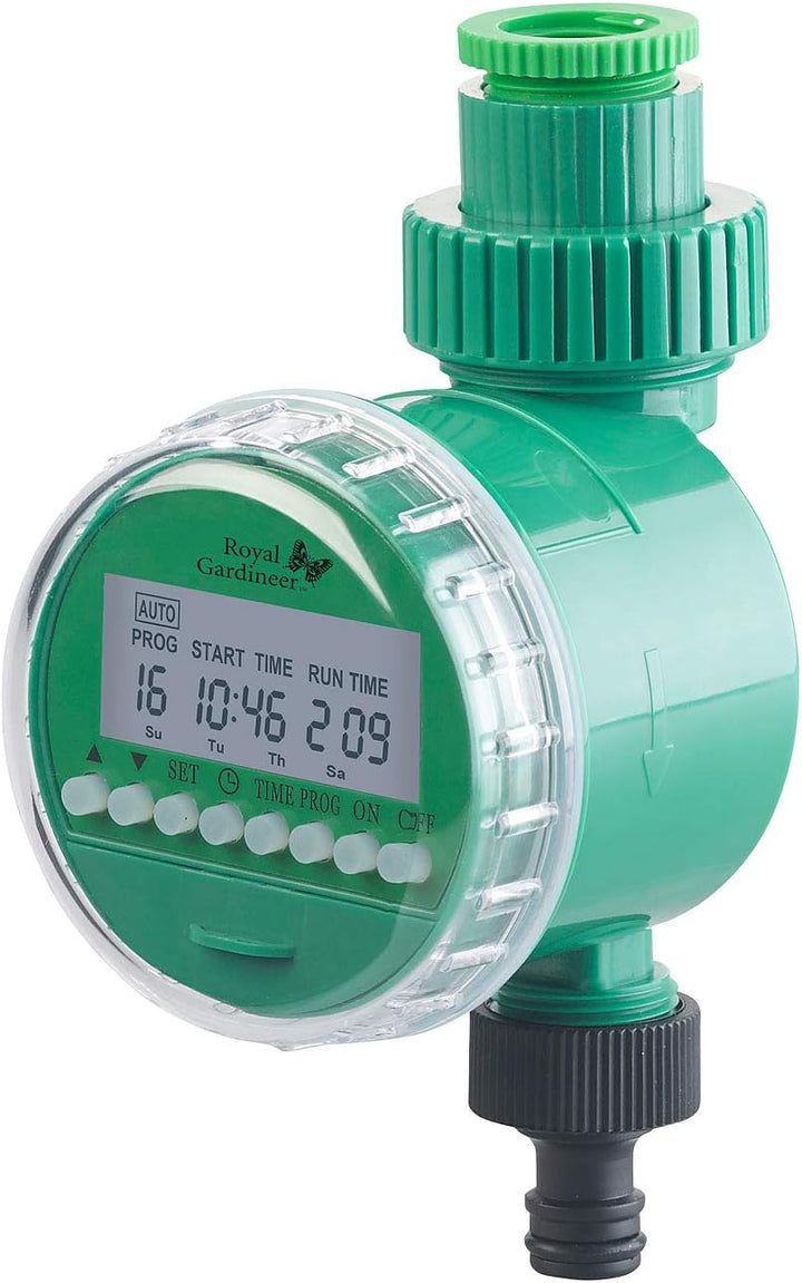 Royal Gardineer Wasser Zeitschaltuhr: Bewässerungs-Computer mit 16 Programm-Speicherplätzen und LCD-