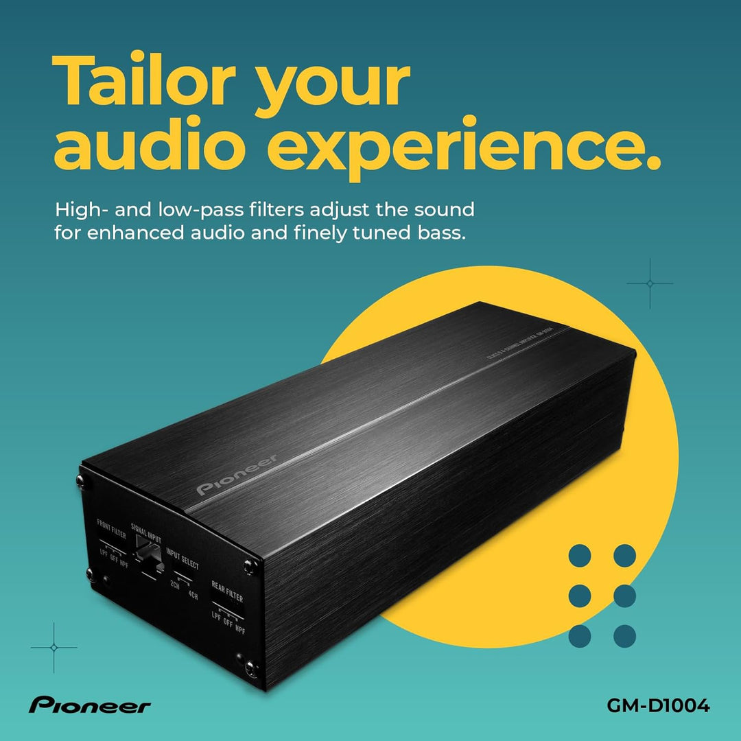 Pioneer GM-D1004 Kompakter 4-Kanal-Class-D-Verstärker mit TVC und Eingangssensor (400 W)