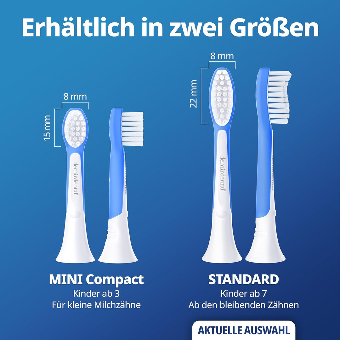 demirdental Kinder Ersatzbürsten passend für Philips Sonicare Kids, Bürstenköpfe ab 7 Jahre, entspri