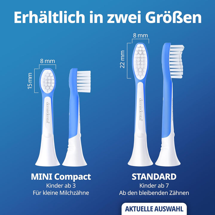 demirdental Kinder Ersatzbürsten passend für Philips Sonicare Kids, Bürstenköpfe ab 7 Jahre, entspri