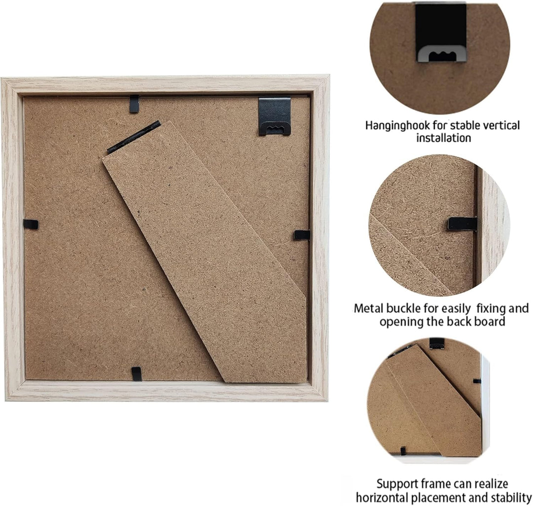 sunmeg 2Pcs 3D Bilderrahmen zum Befüllen 14 x 14cm Bilderrahmen Tief 3D Objektrahmen Hölzern bis 3cm
