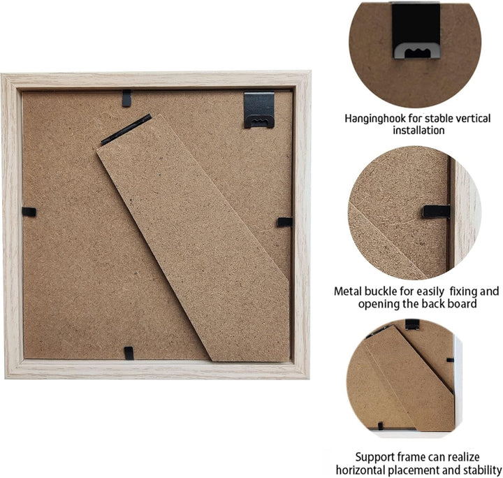 sunmeg 2Pcs 3D Bilderrahmen zum Befüllen 14 x 14cm Bilderrahmen Tief 3D Objektrahmen Hölzern bis 3cm