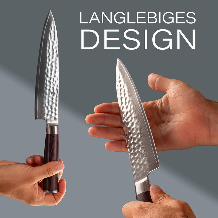 SATOMI® 5er Set Damastmesser Küchenmesser aus Damaststahl - 67 Schichten traditionell Japanischer St
