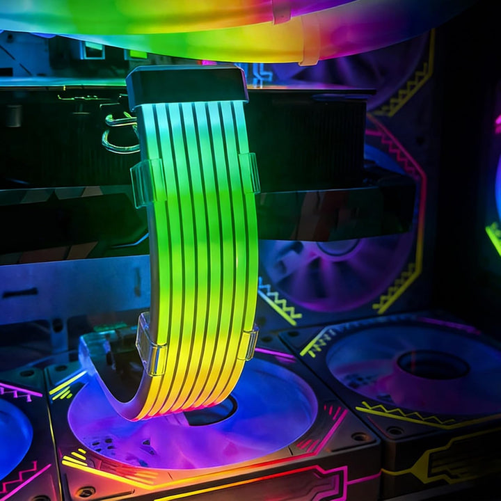 RGB-LED-Streifen, Neon-Silikonkabel, 24 Pins, Abdeckung für Motherboards, für Grafikkarte, Computer,
