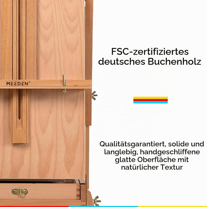 Meeden Staffelei Holz Gross, Französische Kofferstaffelei Kizzenkasten Staffelei, Kunststaffelei mit