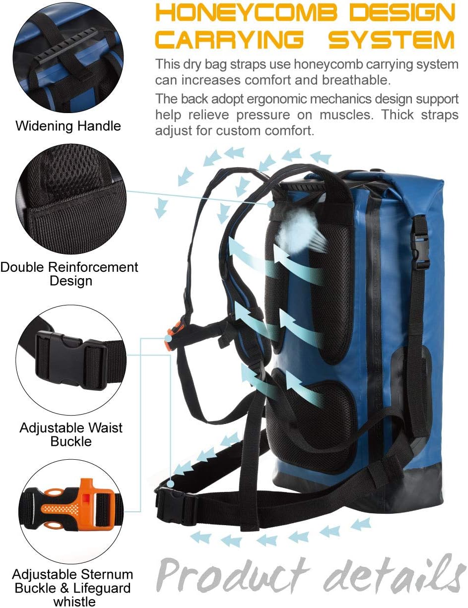 IDRYBAG Wasserdichter Rucksack Dry Bag 20L/30L/40L, schwimmender trockener Rucksack wasserdicht für